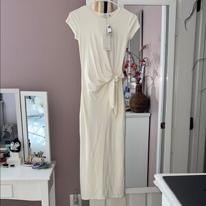 Wilfred white/cream Ruched Midi Dress Cap Sleeve